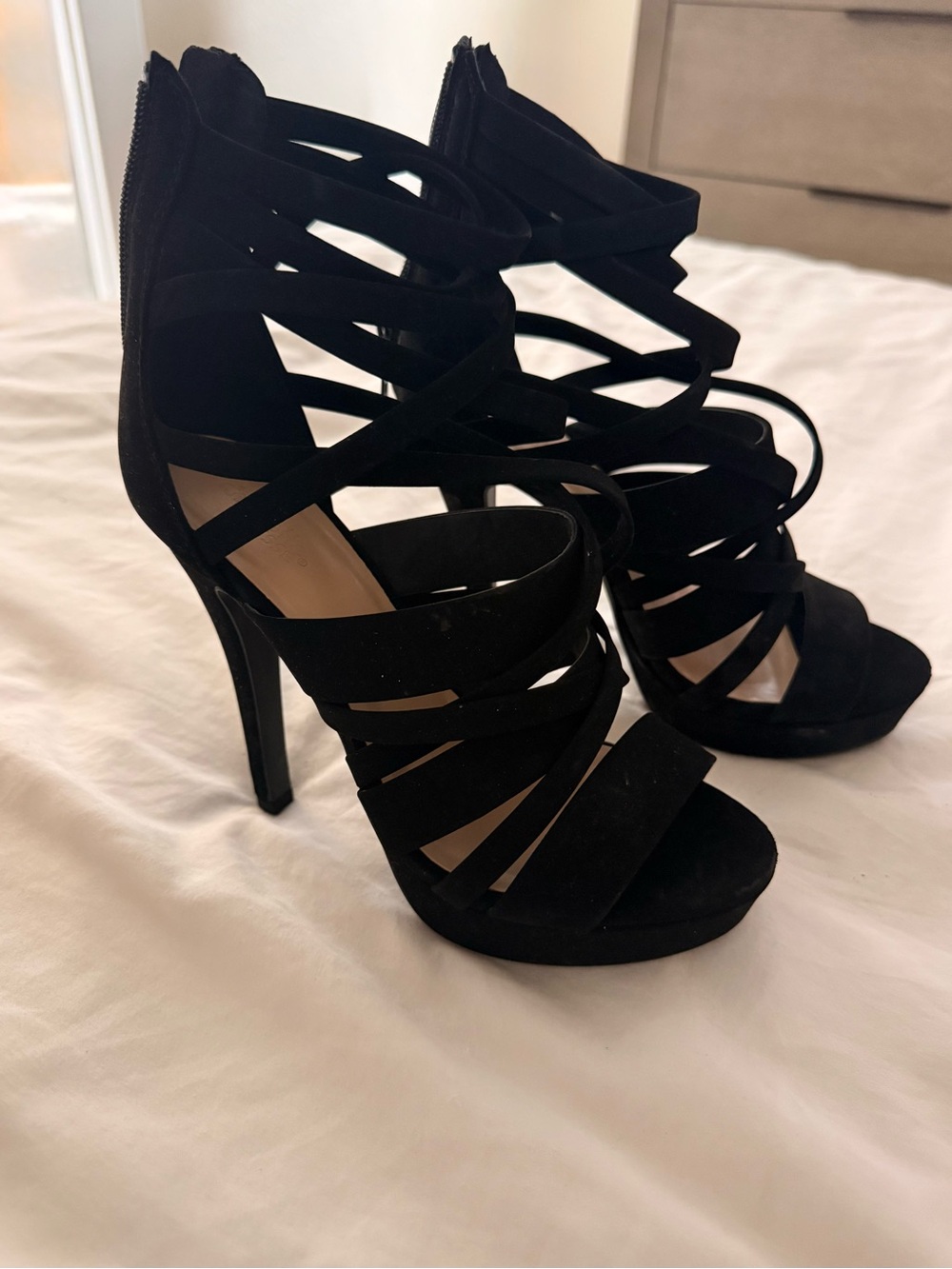 Charlotte Russe Black Strappy Cage High Heel Sandals